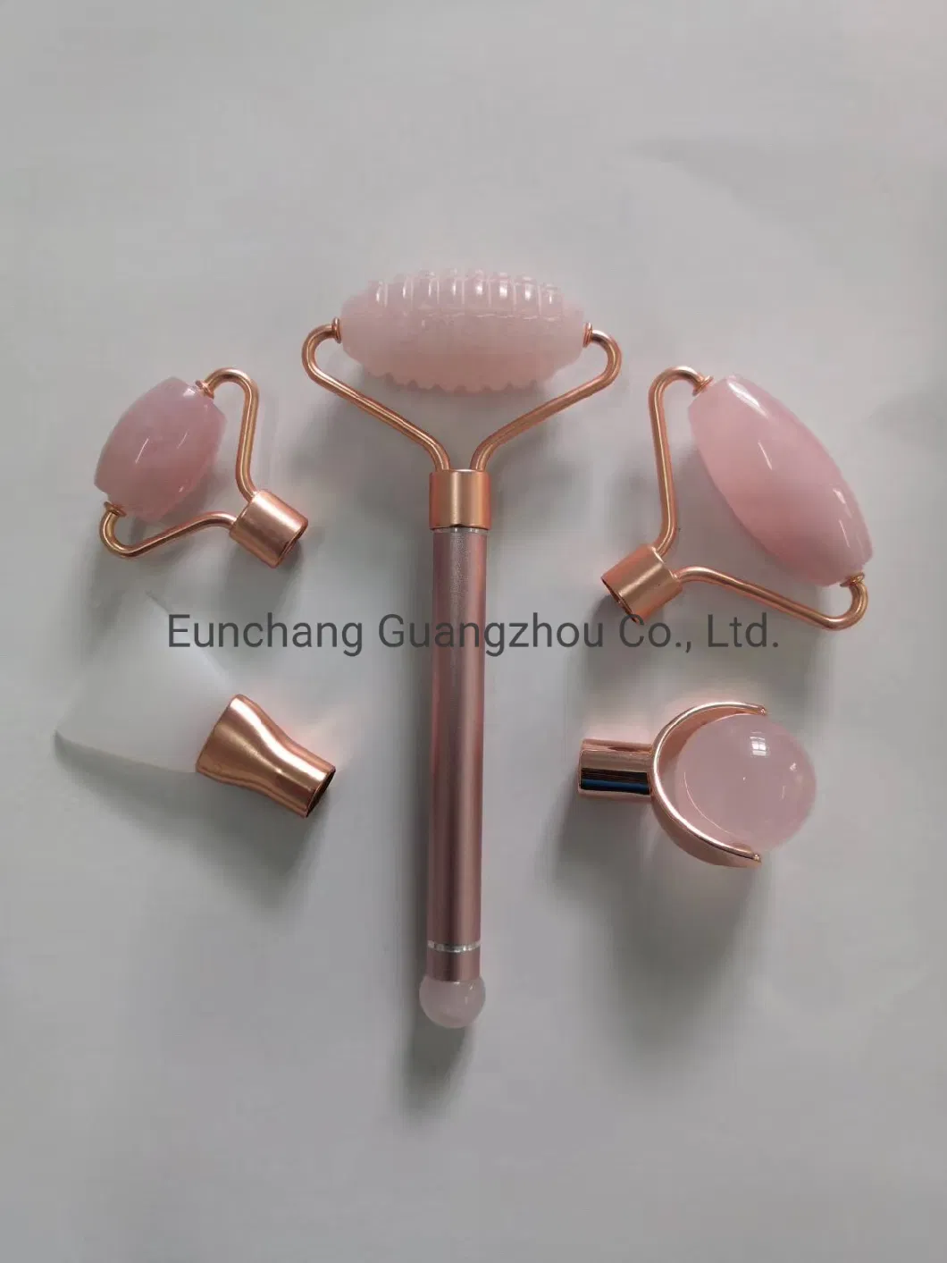 OEM China Factory Head Chanegable Guasha Quartz Rose Massager Pink Jade Hand Roller