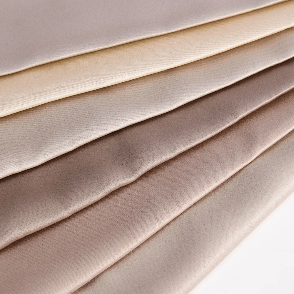 Factory Sale 100% Polyester 230GSM Solid Color Blackout Thick Satin Curtain Fabric