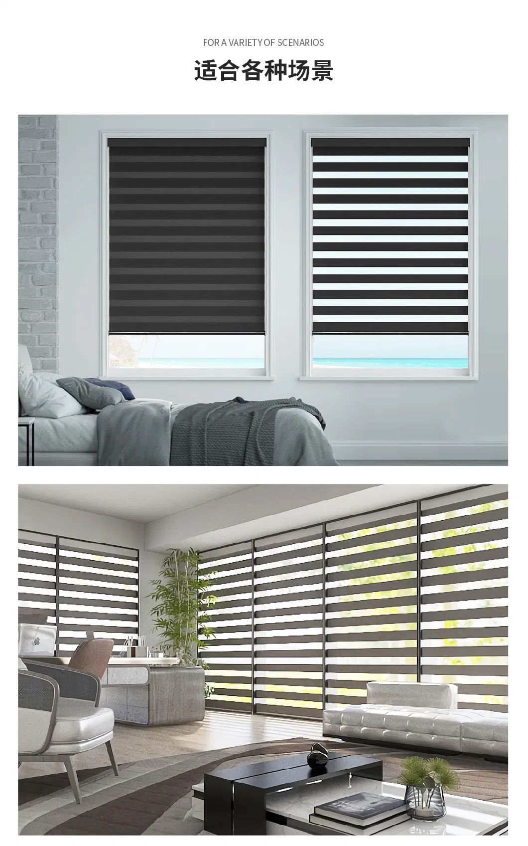 Blackout Roller Alexa Controlled Battery Operated WiFi Solar Zebra Blinds
