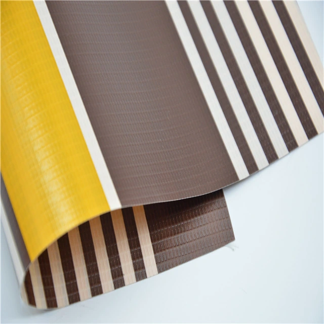 Waterproof PVC Striped Tarpaulin Polyester Awning Fabric for Sunshade