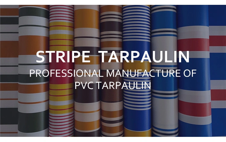 Waterproof PVC Striped Tarpaulin Polyester Awning Fabric for Sunshade