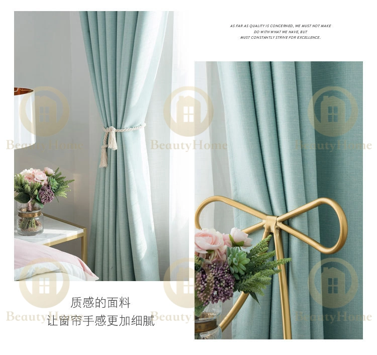 New Home Hotel Use 90% Blackout Linen Cotton Look Polyester Light Decorative Fabric Window Curtain Fabrics Readymade Roller Blind