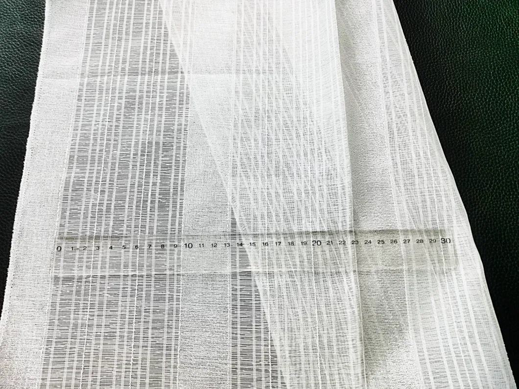 Polyester with Silver Metallic Yarn Made Sheer Look Curtain Fabric