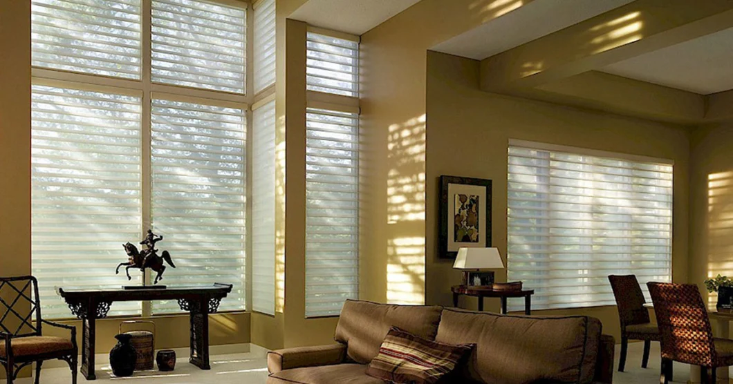 Home Decor 100% Polyester Shangri-La Blinds Triple Shades Venetian Blinds Transparent Roller Blind Fabric