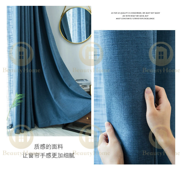 New Home Hotel Use 90% Blackout Linen Cotton Look Polyester Light Decorative Fabric Window Curtain Fabrics Readymade Roller Blind