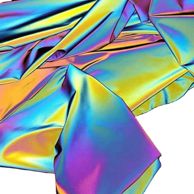 100% Polyester Holographic Iridescent Rainbow Reflective Fabric for Fashion Jacket