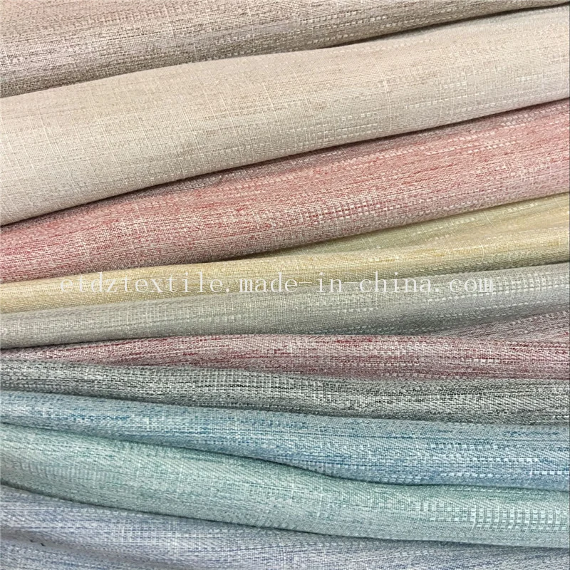 Canton Fair Home Textile Ready Made Window Curtain Linen Like Polyester Curtain Fabric