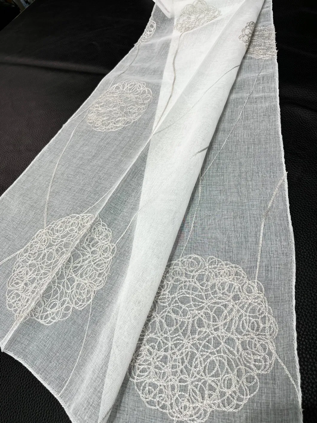 100% Polyester Doli Sheer Embroidered Curtain Fabric