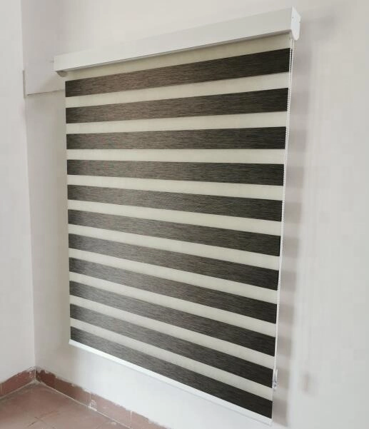 Shaneok Polyester Fabric Wrapped Square Cover High Quality Manual Zebra Blinds