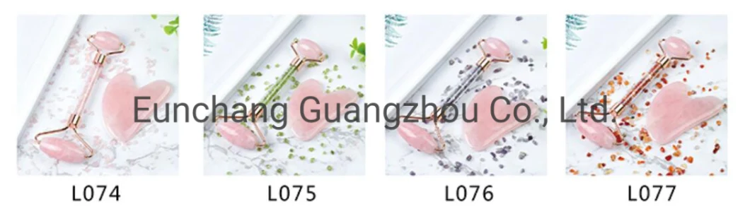 OEM China Factory Head Chanegable Guasha Quartz Rose Massager Pink Jade Hand Roller