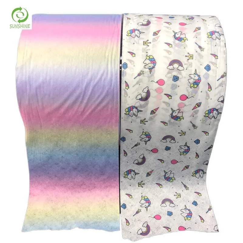 Sunshine Hot Sale Rainbow Design Printed 100%Polyester Spunlace Nonwoven Fabric for Making Mask