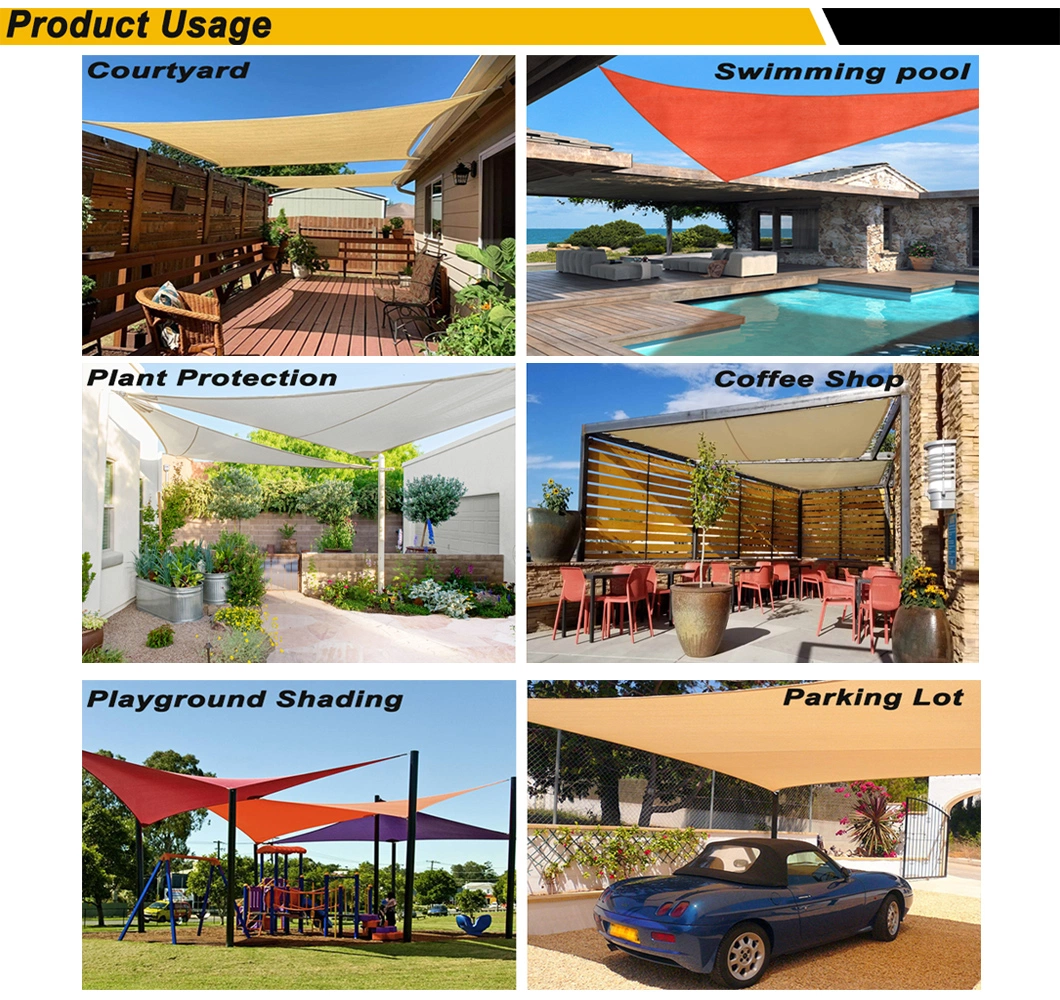 Heavy Duty HDPE/Polyester Waterproof Triangle/Square/Rectangle Large Commerical Sun Shade Fabric for Carport/Playground/Patio/Outdoor Garden