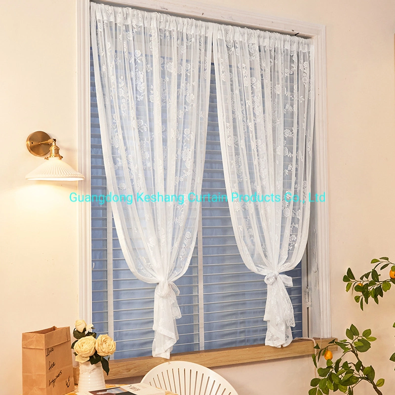 Factory Directly Sale Popular 100% Polyester Lovely Romantic Various Design Fashion Lace Sheer Fancy New Style Sheer Grommet Window Curtain Panel for Bedroom