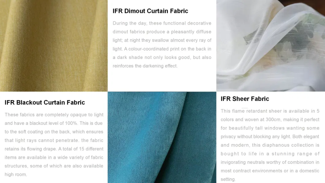 Beige Linen Design Blackout Flame Retardent Curtains Fabric for Living Room