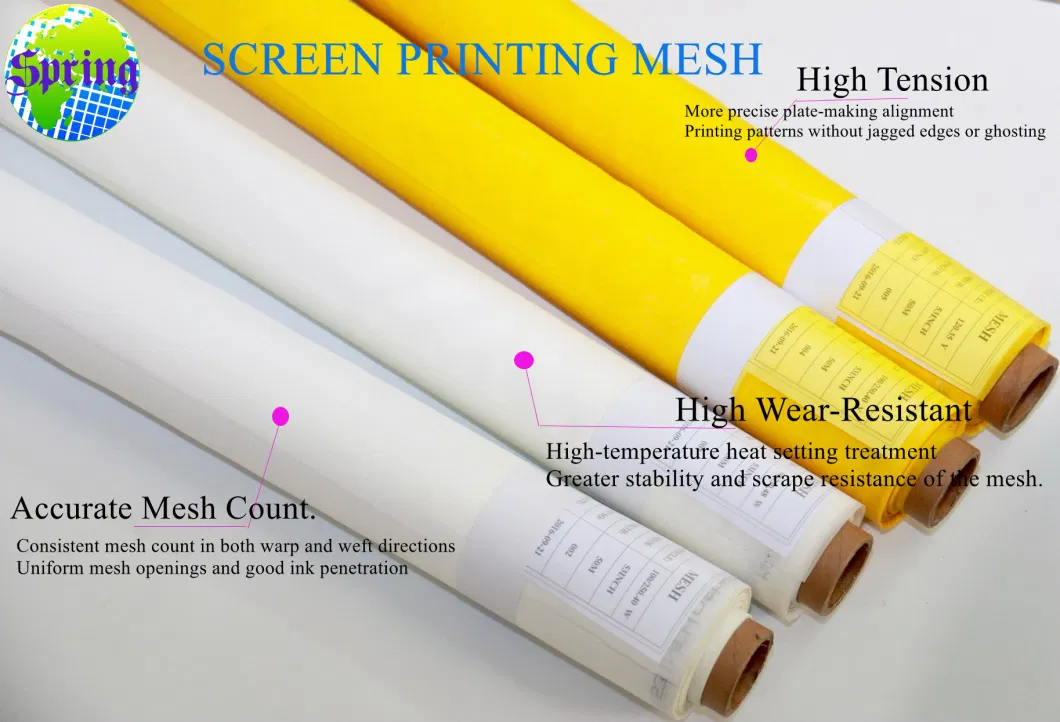 110t Polyester Silk Screen Printing Mesh Stretcher Frame Wear Resistant Durable 100% Polyester Mesh Fabric