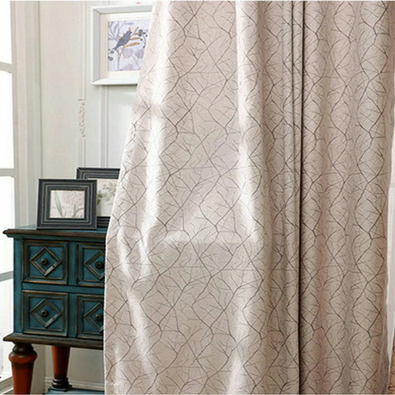 Modern Heavy Polyester Textured Window Coverings, Elegant Jacquard Room Darkening Blackout Curtains for Living Room
