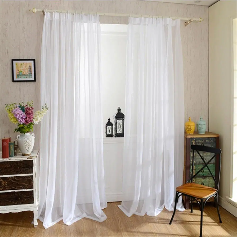 1PC European Solid White Yarn Window Curtains for Wedding Living Room Kitchen Decoration Modern Window Treatments Voile Curtain