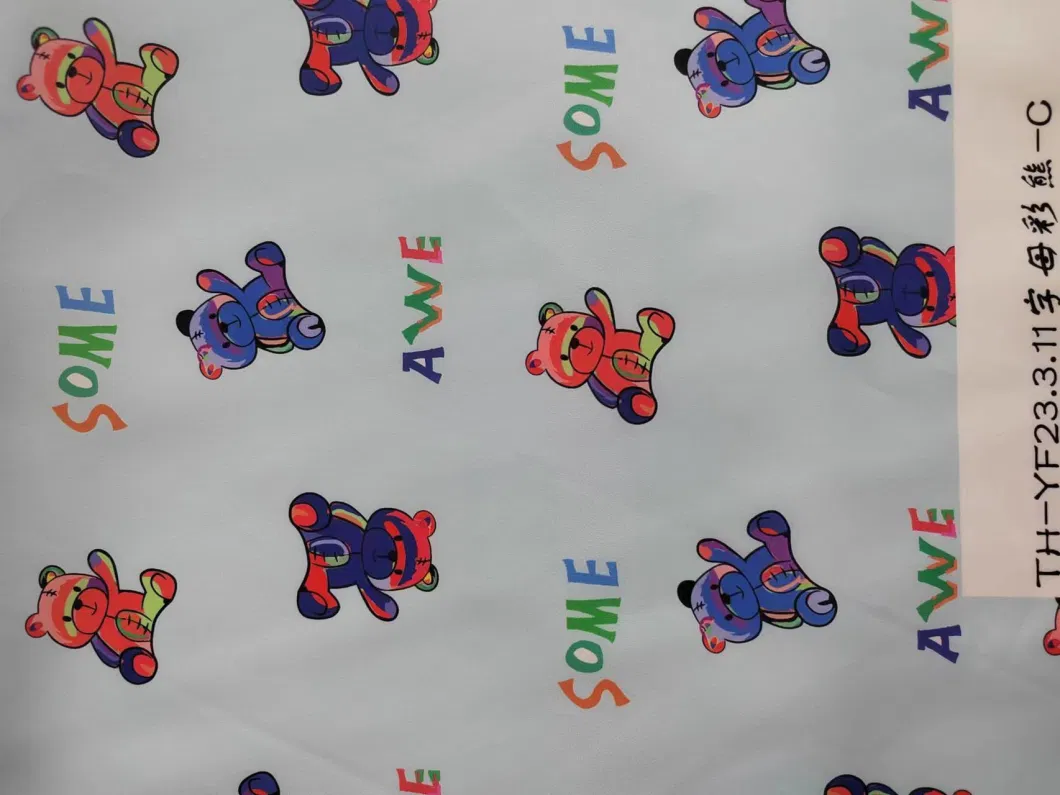 Rainbow Bears Cartoon Digital Printing Polyester Fabric for Garment