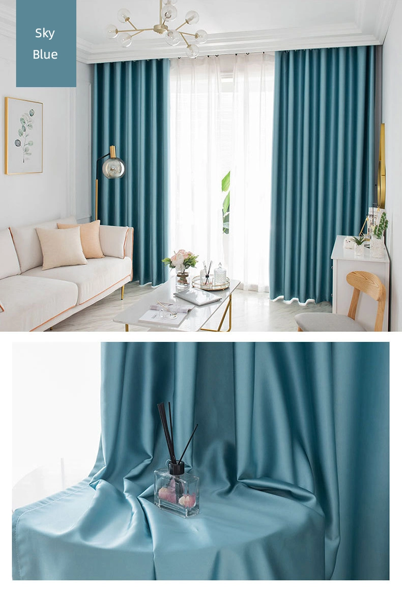 Pure Satin and Brocade Silk Like Curtains High Shading Living Room Bedroom Curtains