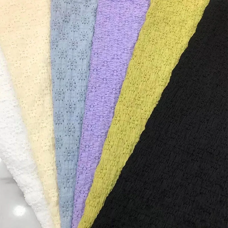 Factory Price Spandex Jacquard Pleated Polyester Seersucker Striped Knitted Nylon Cotton Hole Fabric