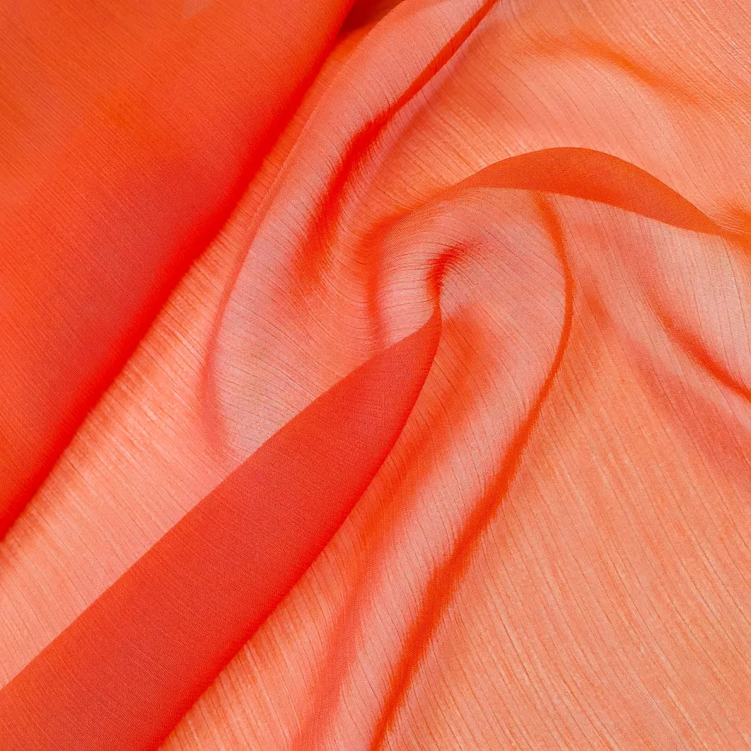 100% Polyester Crepe Chiffon Pleated Crystal Crinkle Breathable Upholstery Fabric for Dress Scarf Bay Window Curtains Screen Window
