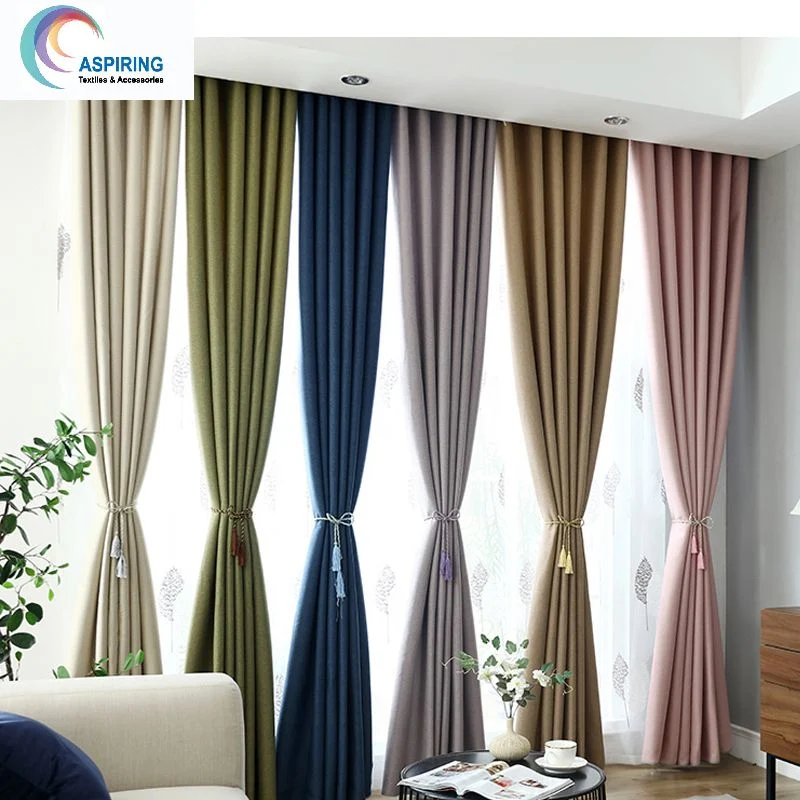 100% Polyester Linen Fabric Look Blackout Fabric for Curtain