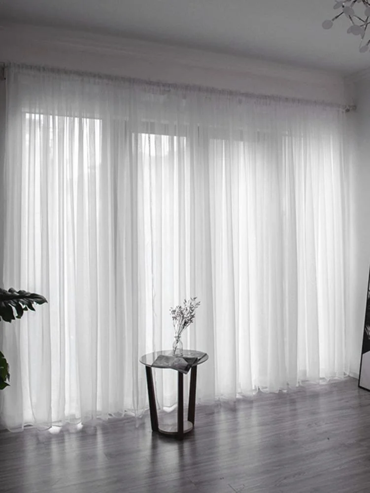 1PC European Solid White Yarn Window Curtains for Wedding Living Room Kitchen Decoration Modern Window Treatments Voile Curtain