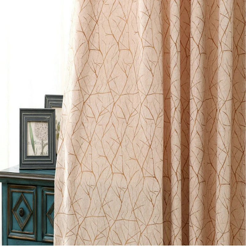 Jacquard Leaf Pattern Blackout Grommet Panels, Heavy Polyester Textured Modern Curtains