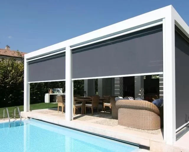 Outdoor Retardant Polyester Waterproof Material Persianas Roller Blinds Translucent Sunscreen Fabric