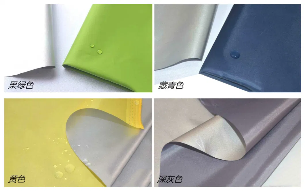 Waterproof Blackout Curtain Fabric 210t Polyester Taffeta Ling Fabric with PU Silver Coating for Tent, Canopy and Bags