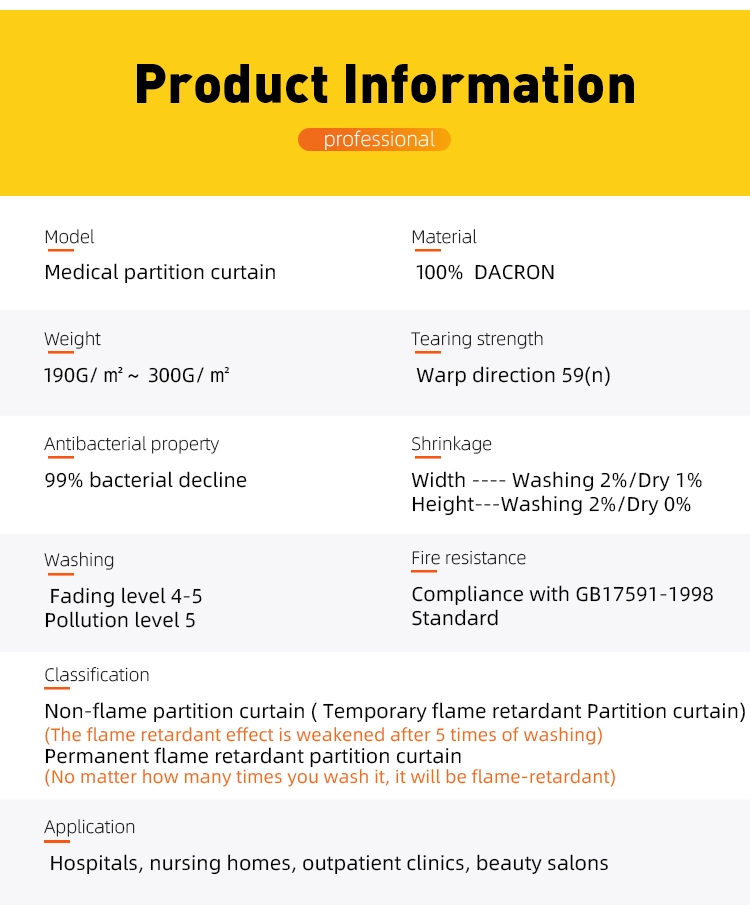 Inherently Flame Retardant Hospital Curtain Fabric