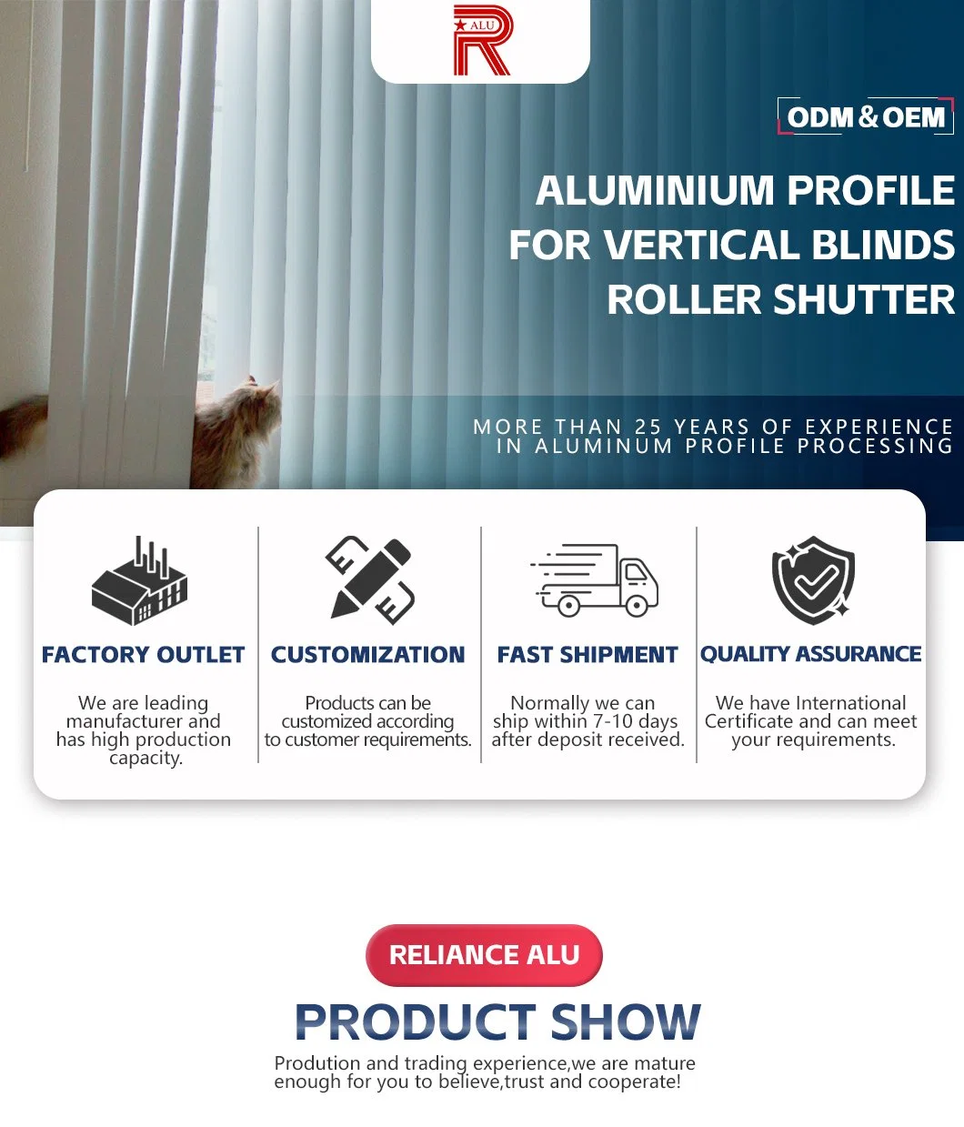 6063 Manufacture Indoor Window Blackout Motorized Aluminum Vertical Blind