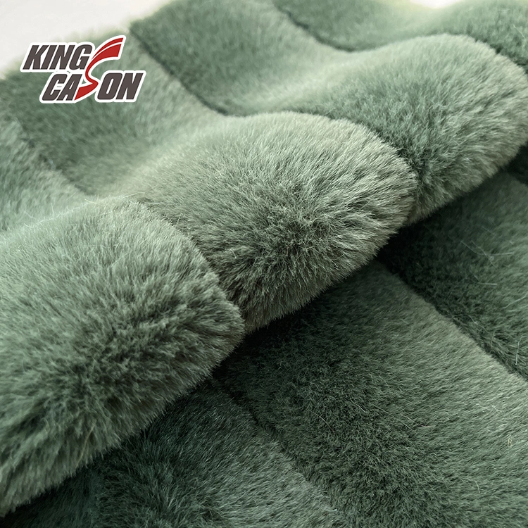 Kingcason Polyester 1cm Stripe Jacquard Faux Fur Fabric for Plush Toys