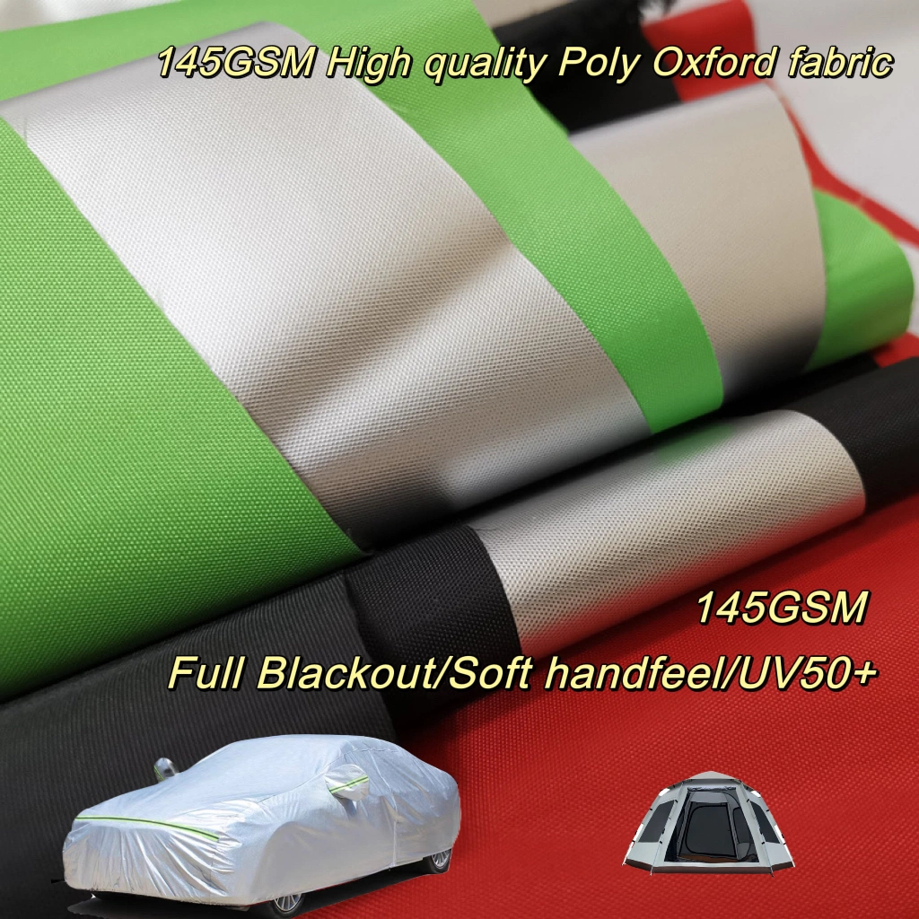 145GSM High Quality Waterproof Polyester Silver Coated/Full Blackout Oxford Fabric for Camping Tent and Car Cover