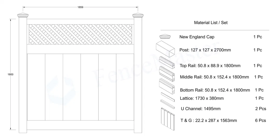 Vinyl Fences, PVC Semi Privacy Fences, Plastic Semi Privacy Fences Garden Pool House Outdoor PVC Lattice Fence Panel