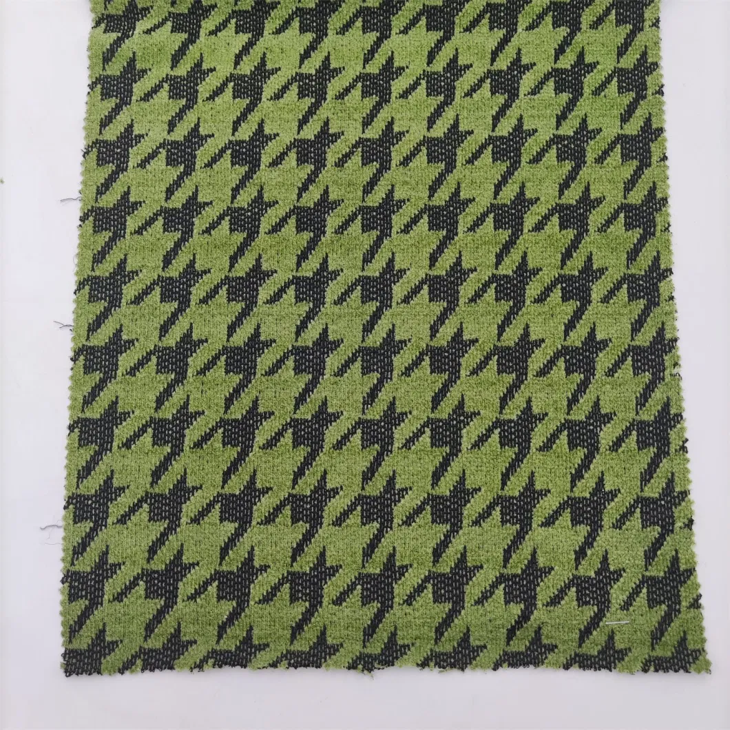 100%Polyester Houndstooth Chenille Jacquard Knitted Fabric for Garment Fabric