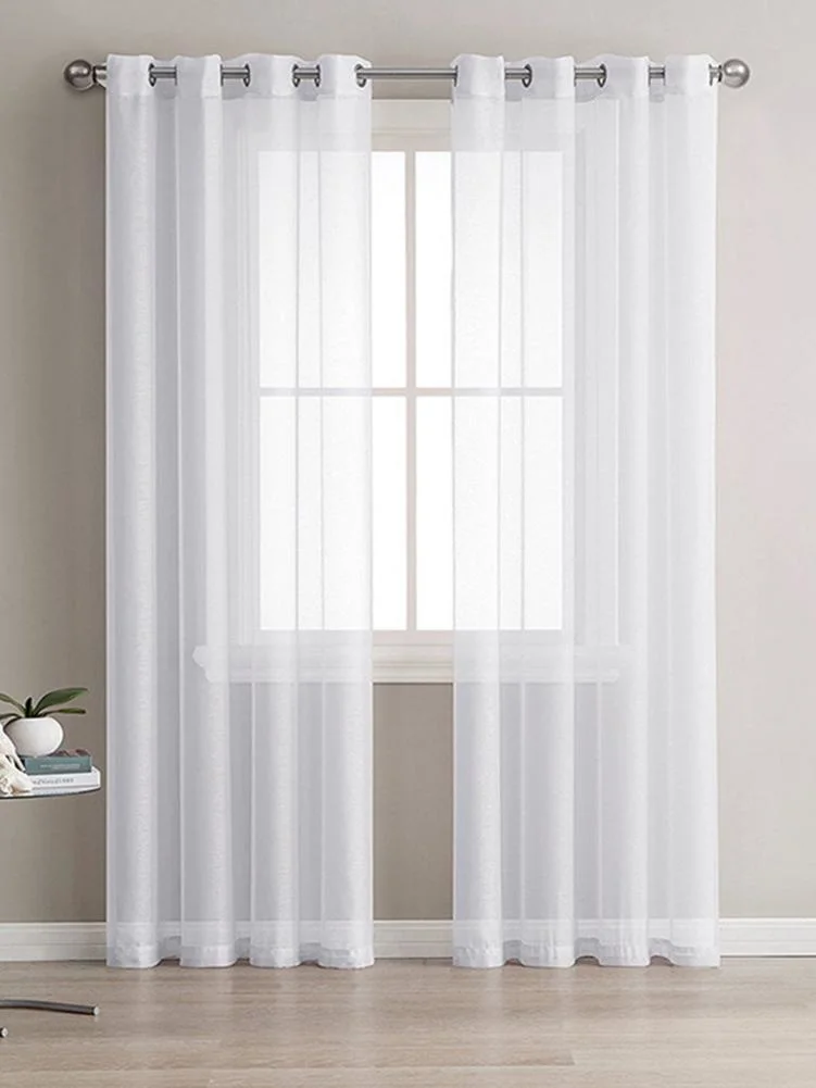 1PC European Solid White Yarn Window Curtains for Wedding Living Room Kitchen Decoration Modern Window Treatments Voile Curtain