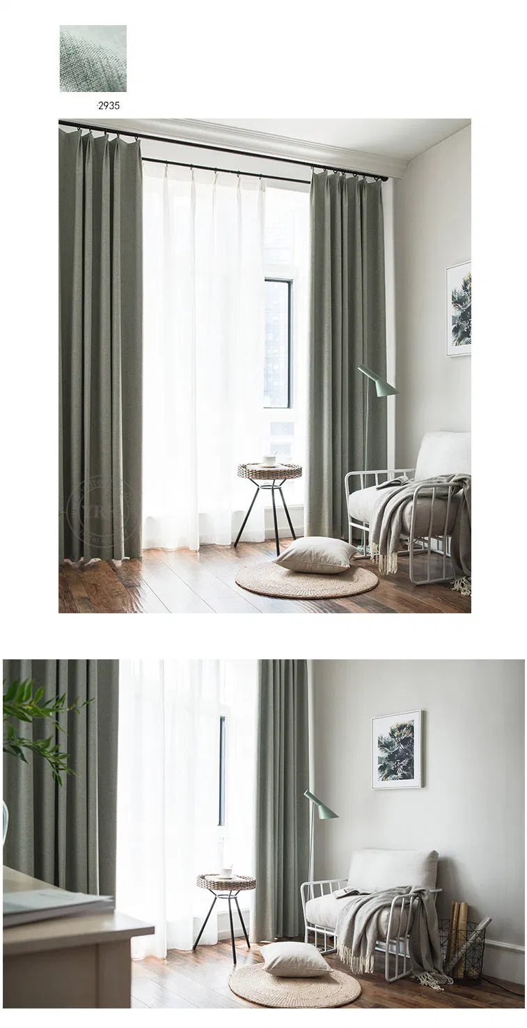 Hot Sale Natural Linen Shading Curtain Blackout Curtain for Apartment