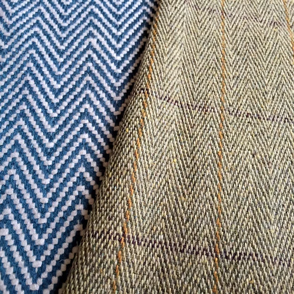 Woven Wool Polyester Tweed Herringbone Fabric for Car, Blue White Color Car Seat Fabric