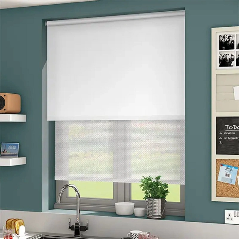 Vikson Double Layer Day and Night Blackout Manual Roller Blinds for Window Covering Dual Roller Blind