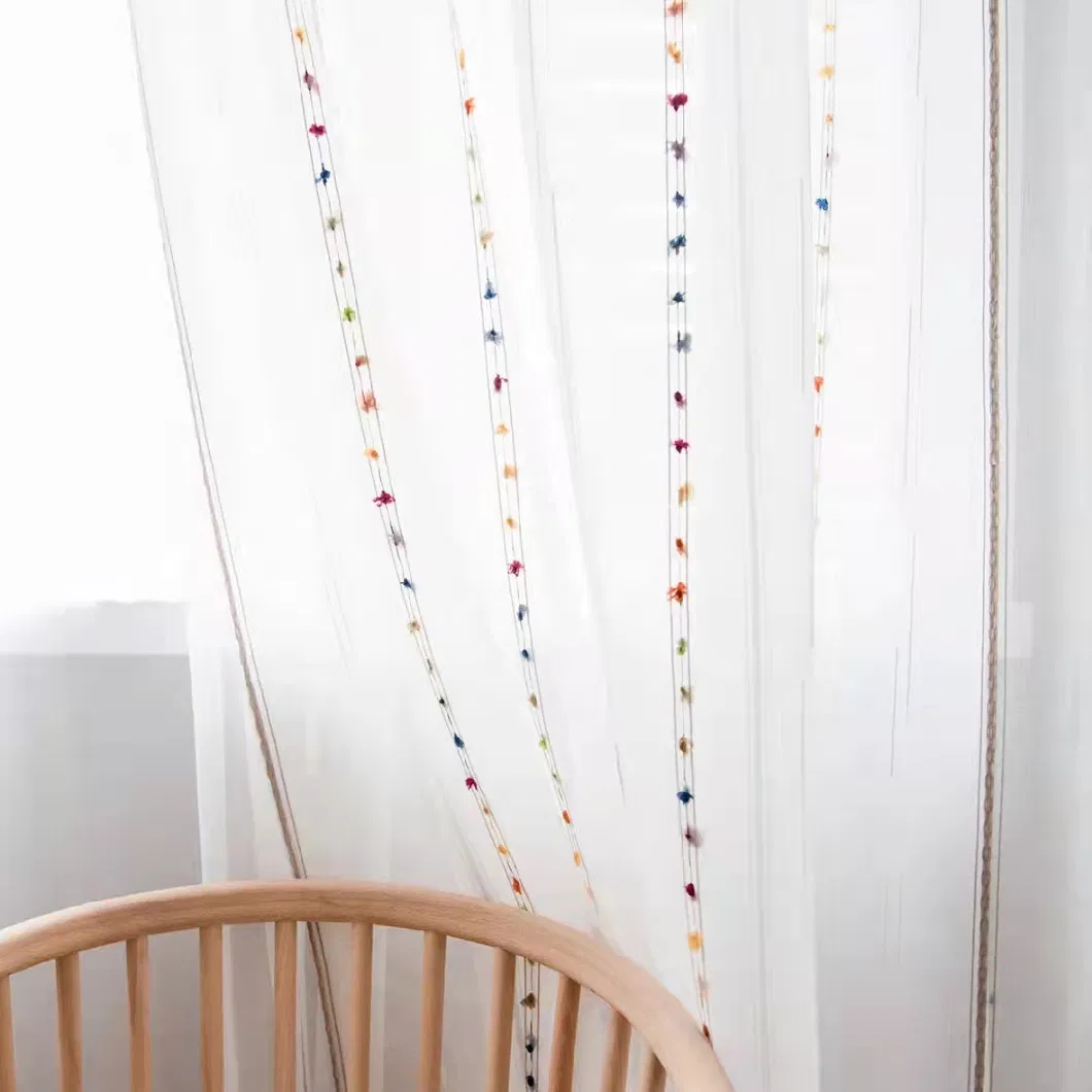 100% Polyester White Color New Pattern Sheer Fabric for Curtain