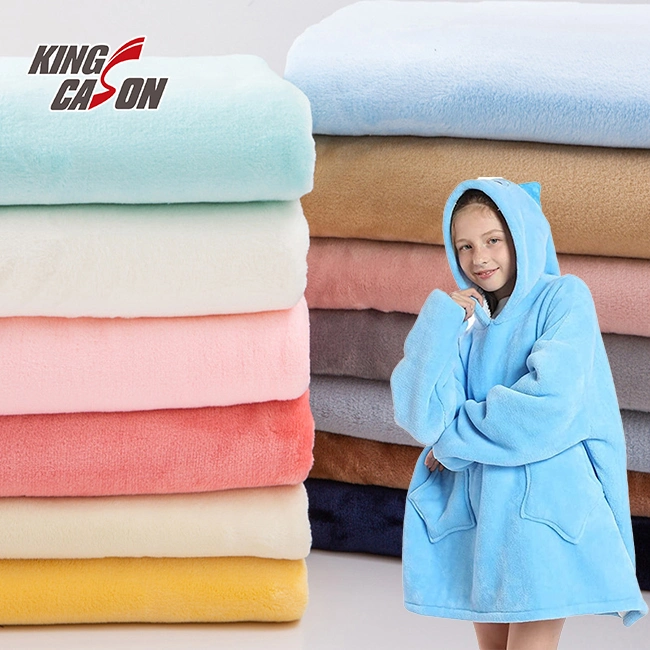 Kingcason Brush Polyester Knitting Knitted Knit Flannel Coral Polar Fleece Blanket Bed Sheet Pajamas Sofa Curtain Home Textile Upholstery Garment Fabric