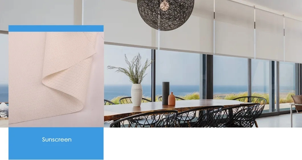 Sunshade PVC Mesh Curtain Fabric Roller Blinds