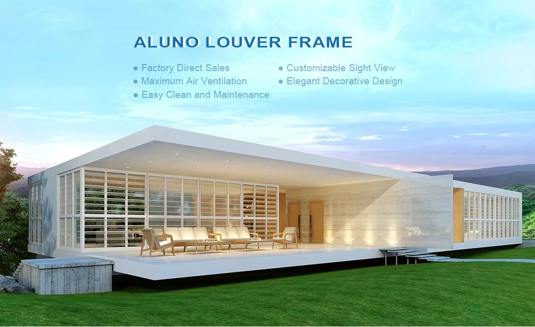 Aluno Hot Sale Construction Creative Sliding Modern Gallery Jalousie Frame Jalousie Window Frame Blinds Shades