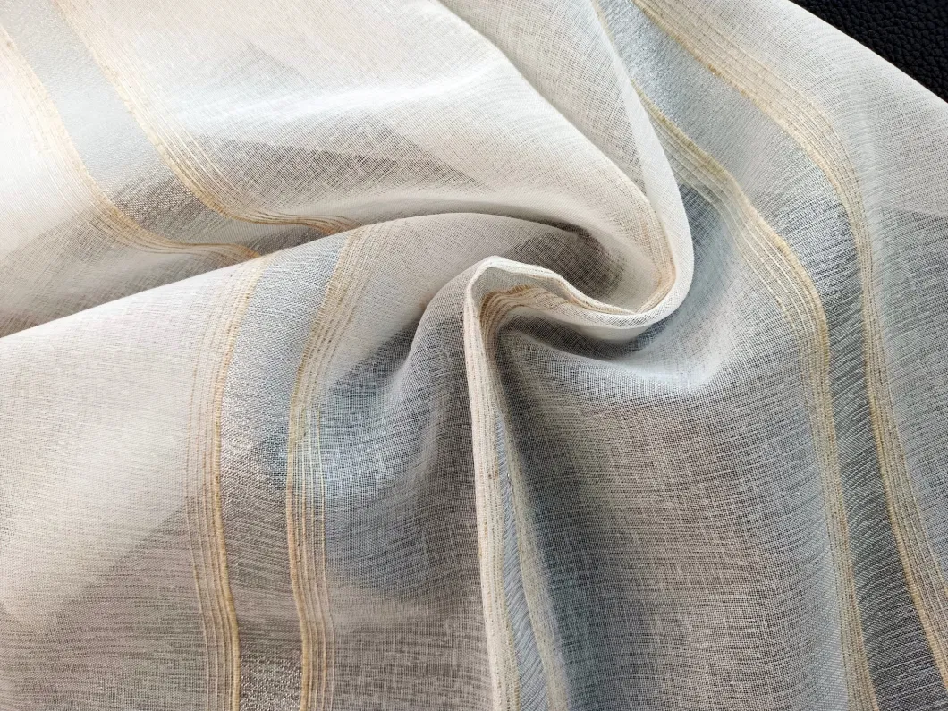 Low Price Natural Linen and Polyester Metallic Yarn Sheer Cortina Curtain Fabric