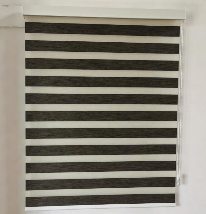 Shaneok Polyester Fabric Wrapped Square Cover High Quality Manual Zebra Blinds