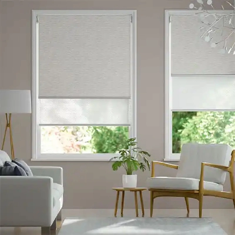 Vikson Double Layer Day and Night Blackout Manual Roller Blinds for Window Covering Dual Roller Blind