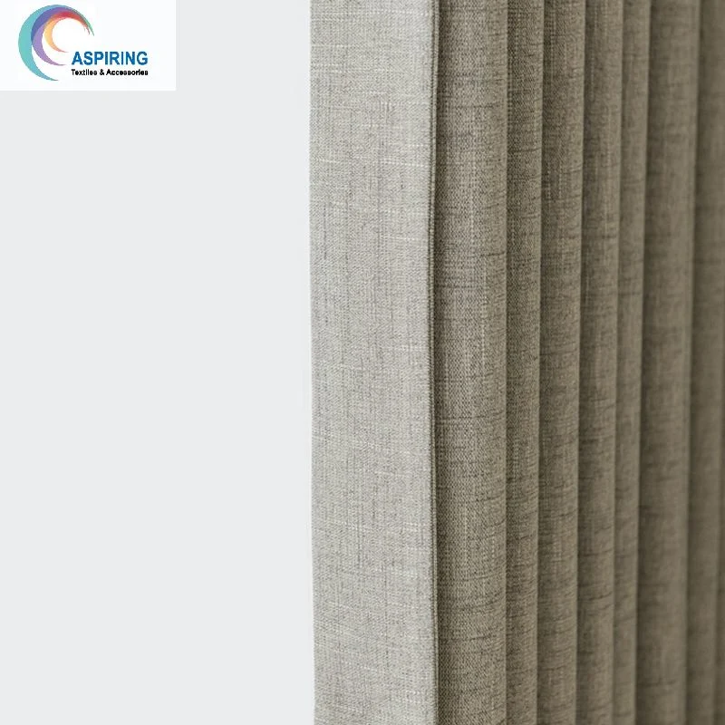 100% Polyester Linen Fabric Look Blackout Fabric for Curtain