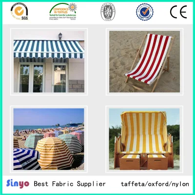 100% poliestere, tessuto stampato a strisce blu e bianco per esterni Tenda