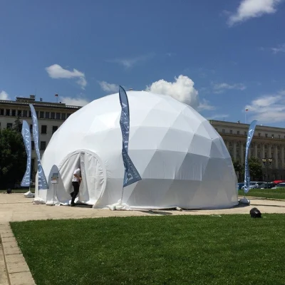 Ventola solare a tendina personalizzata trasparente bianca da 12 m e 112 metri quadrati Bagno Tenda a cupola esterna